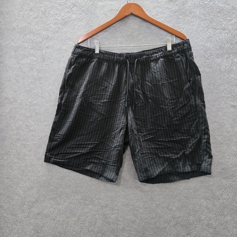 Abercrombie & Fitch Men‎ Shorts XXL Black Linen Viscose Striped Casual  7" NWT
